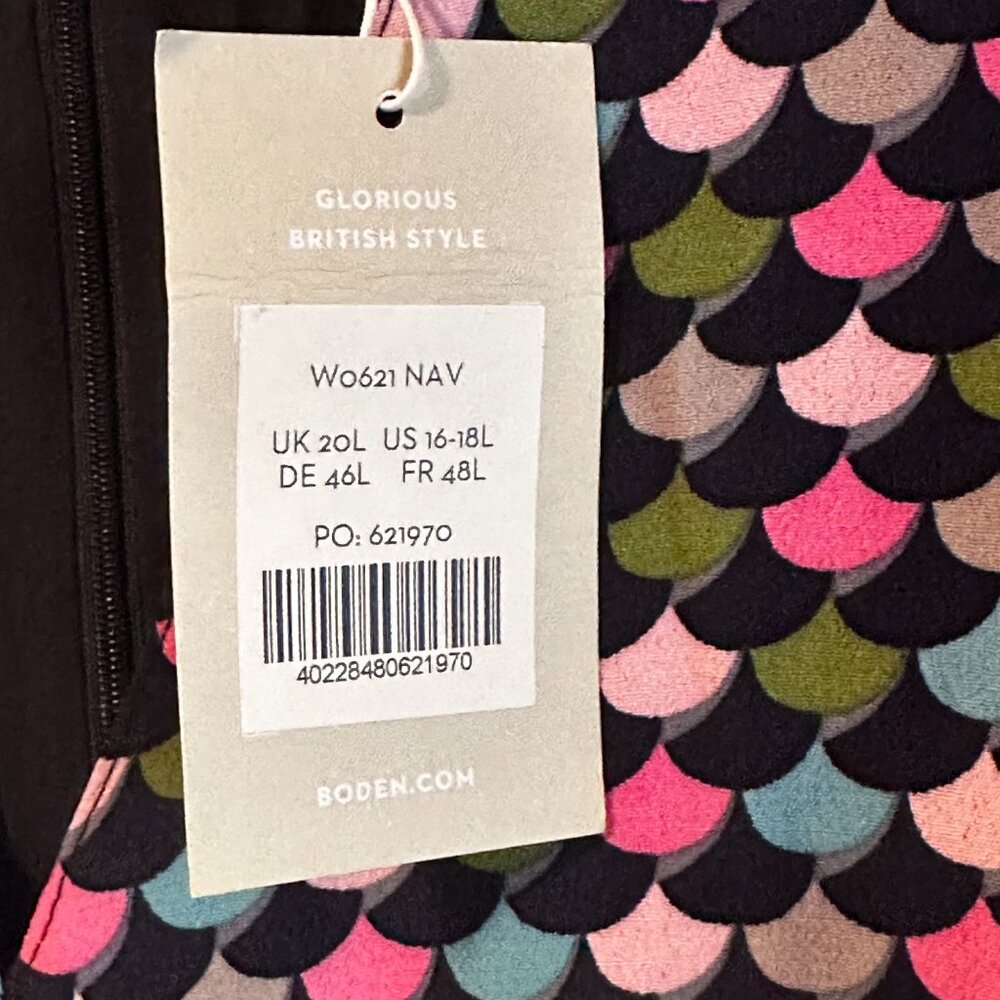 NWT Boden Jemima French Navy Shadow Scallop Empire Dress- US size 16-18 - Picture 3 of 4